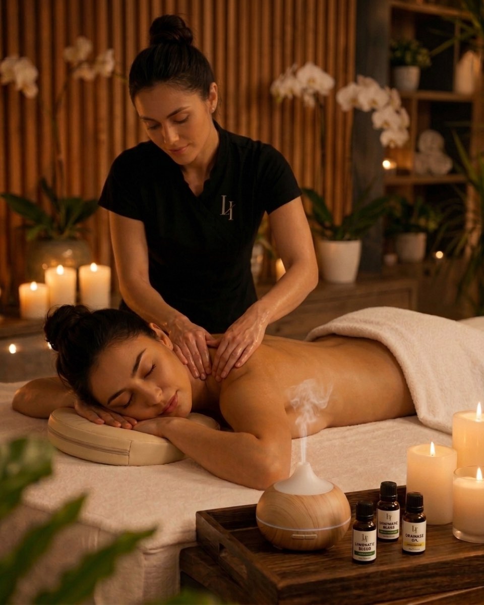 Feet wrapped in a cream towel at the end of the table during the Detox Ritual